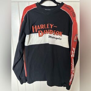 HARLEY DAVIDSON MOTORCYCLES Mens Size Medium Black Orange Sweatshirt